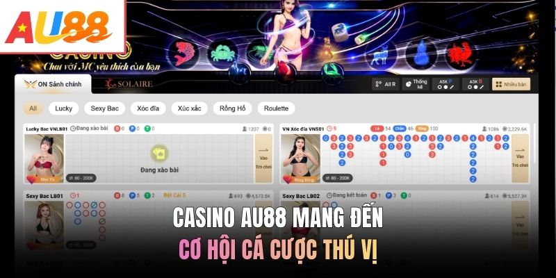 Casino AU88 mang đến cơ hội cá cược thú vị
