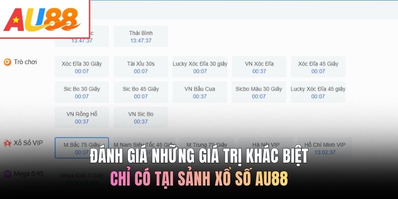 Đánh giá những giá trị khác biệt chỉ có tại sảnh xổ số AU88